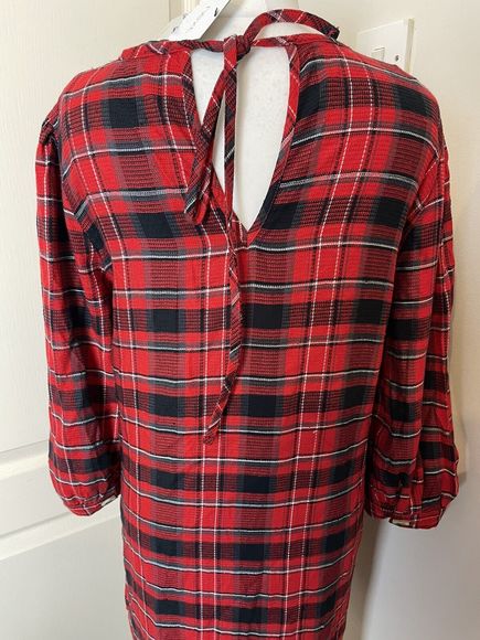 Next Size 10 Check Plaid Shift Dress Red Tartan Smock Festive Xmas Party Black - Picture 7 of 12